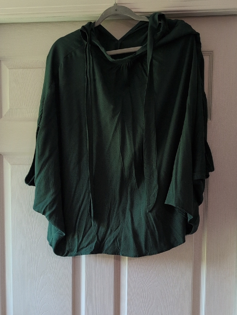 Forest Green Hooded Poncho Top